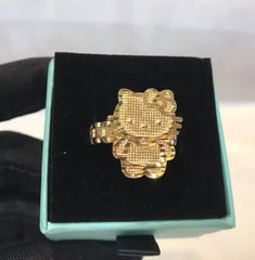 Hello Kitty Rolex Style 18K Gold Ring