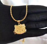 Hello Kitty Face 18K Gold Necklace