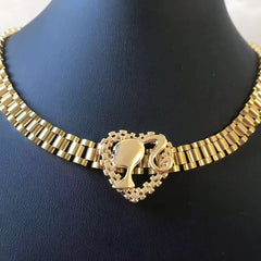 Barbie Heart 18K Gold Rolex Style Necklace