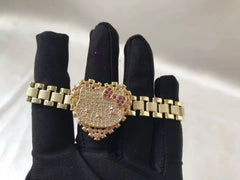 Hello Kitty Diamond 18K Gold Rolex Style Bracelet