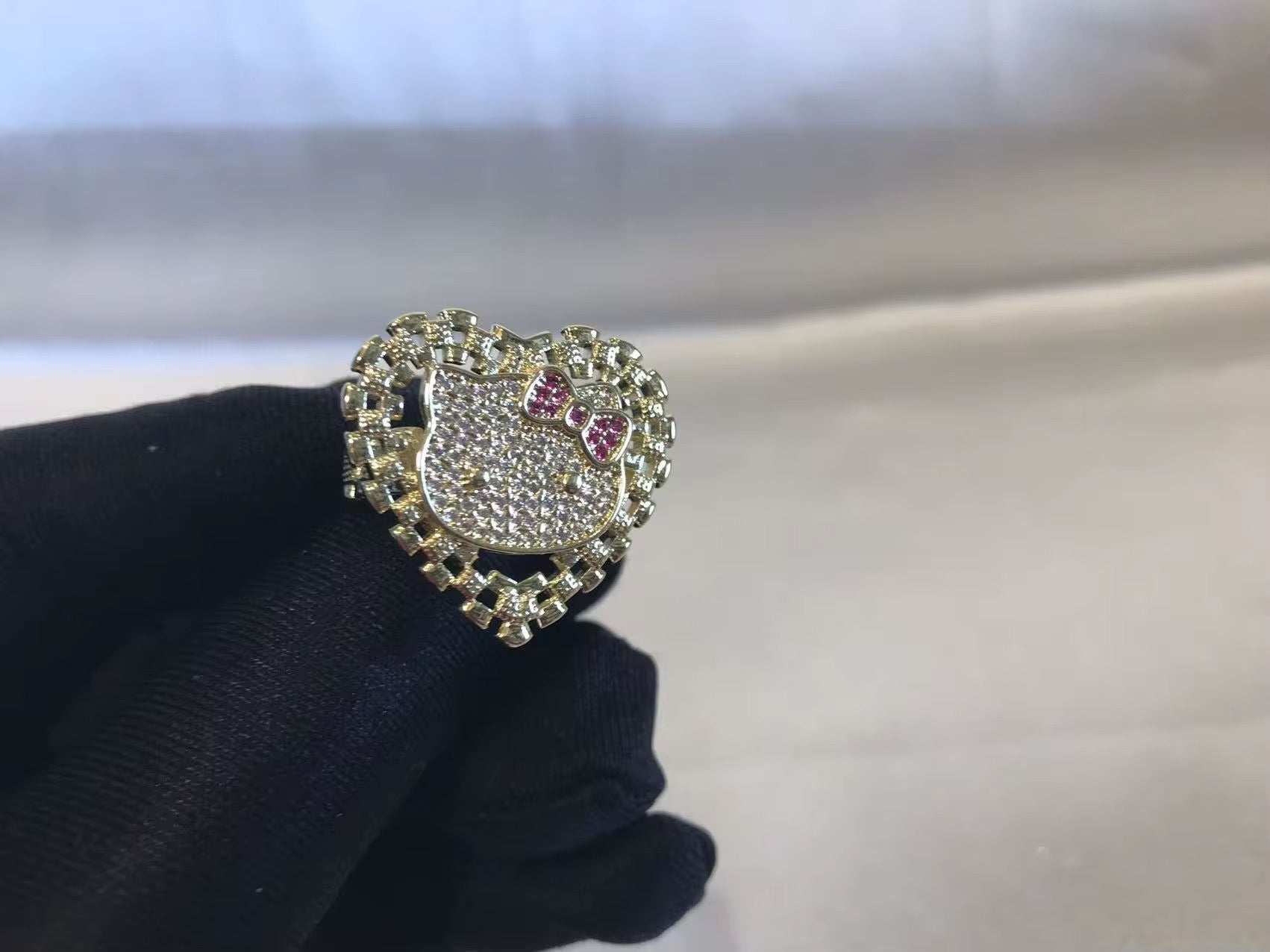 Hello Kitty Heart Diamond Rolex Style Ring