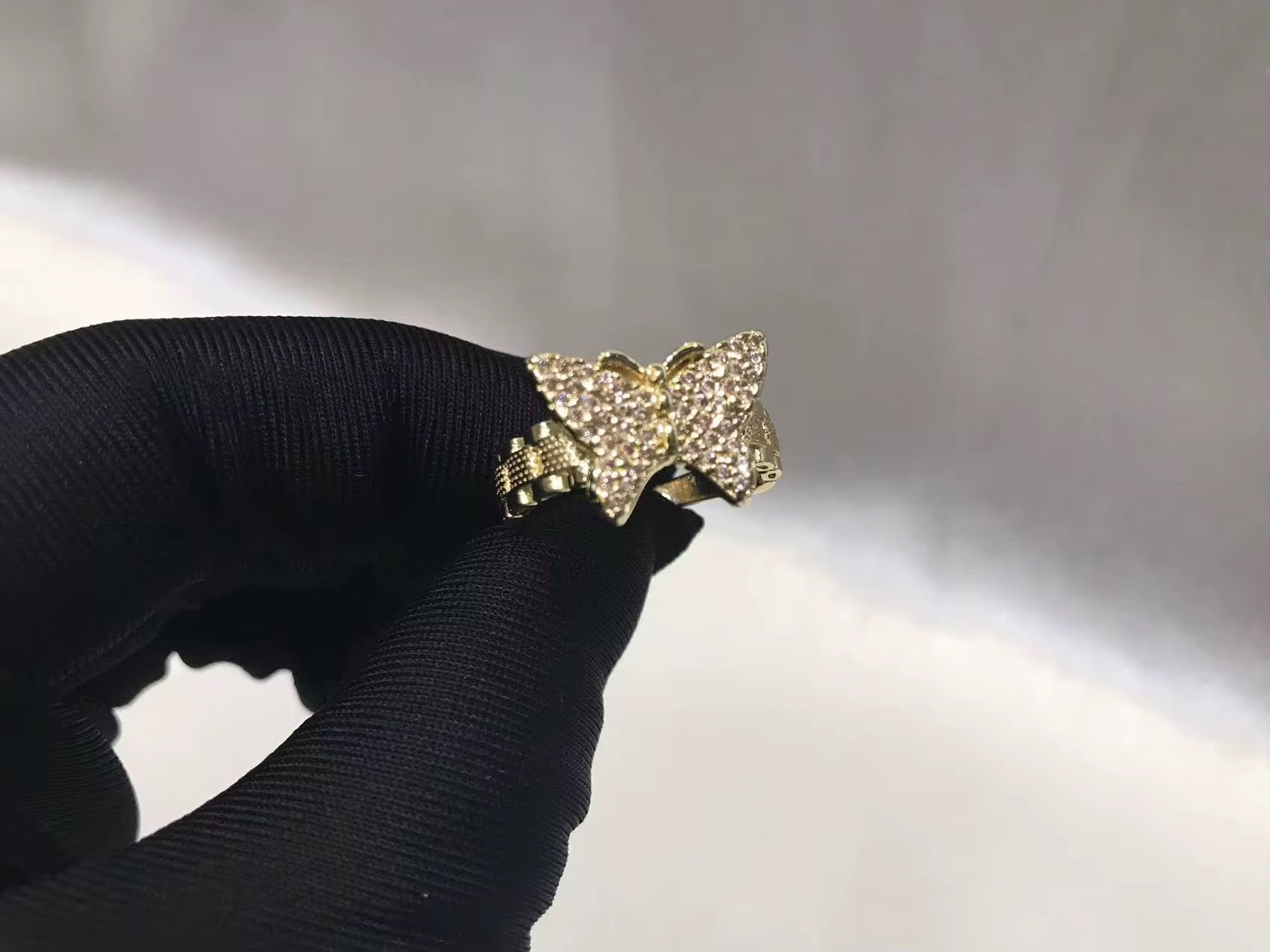 Diamond Butterfly 18K Gold Ring