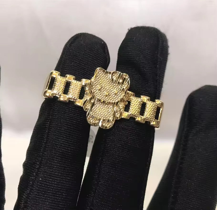 Hello Kitty Double Finger Ring 18k Gold