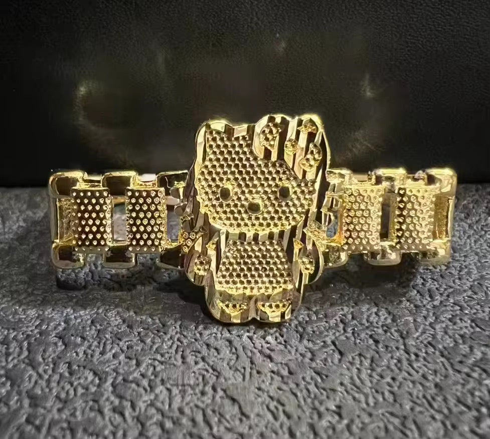 Hello Kitty Double Finger Ring 18k Gold