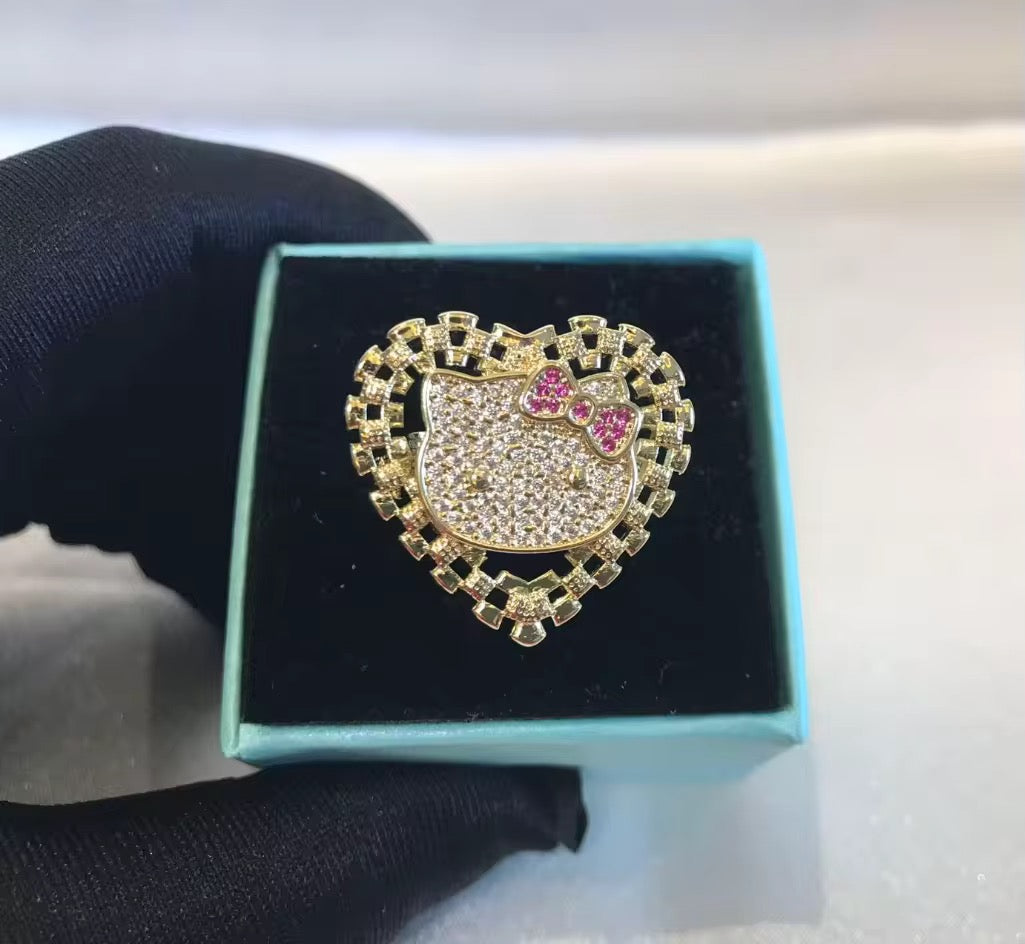 Hello Kitty Heart Diamond Rolex Style Ring