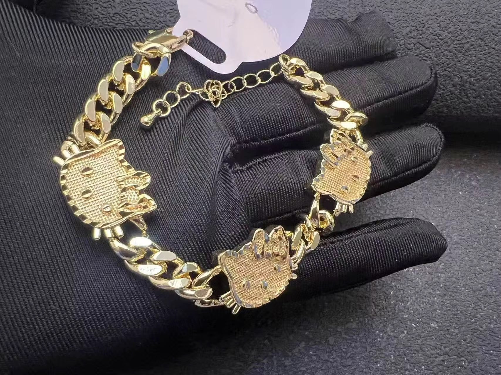Hello Kitty 18K Gold Cuban Link Bracelet