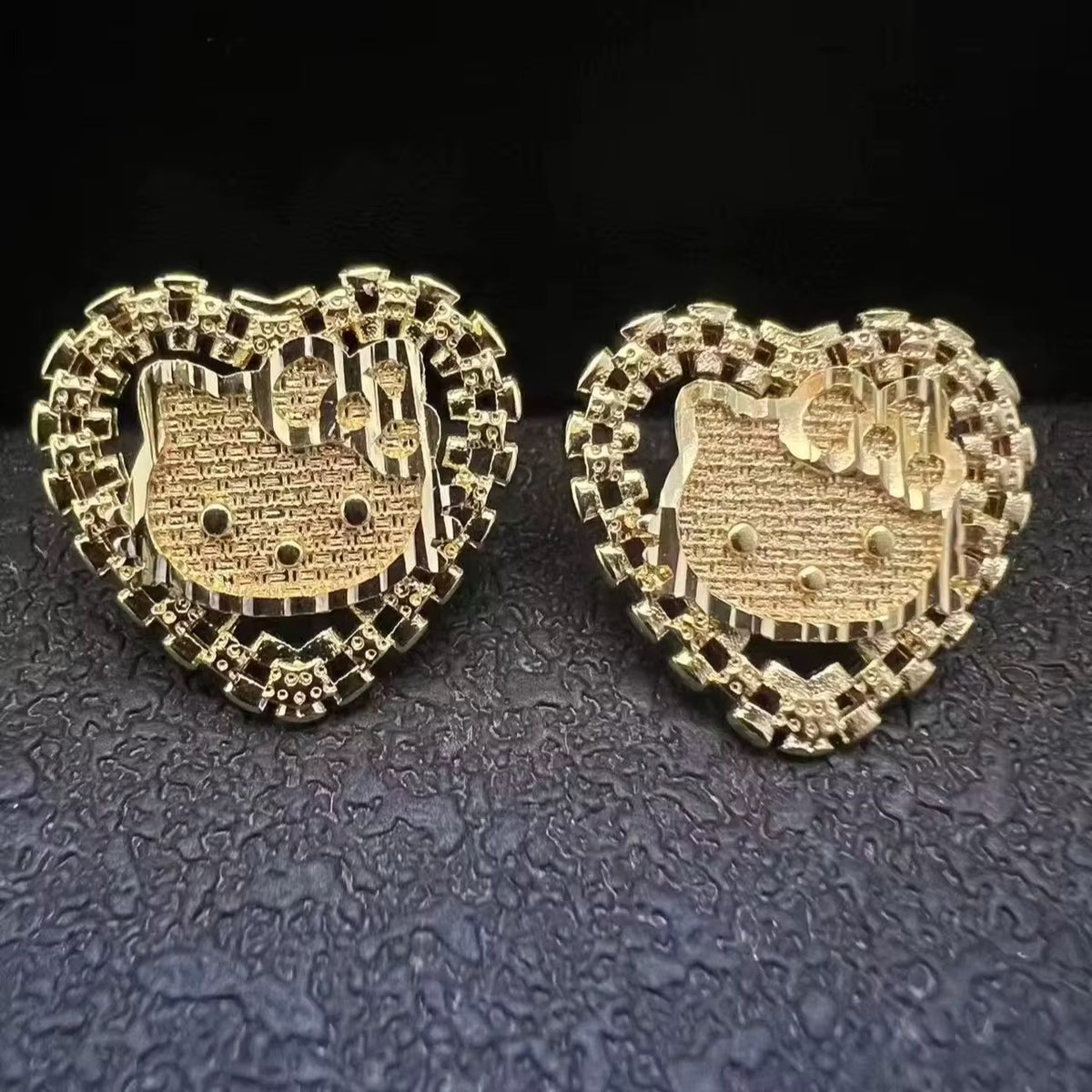 Hello Kitty Rolex Style 18K Gold Earrings