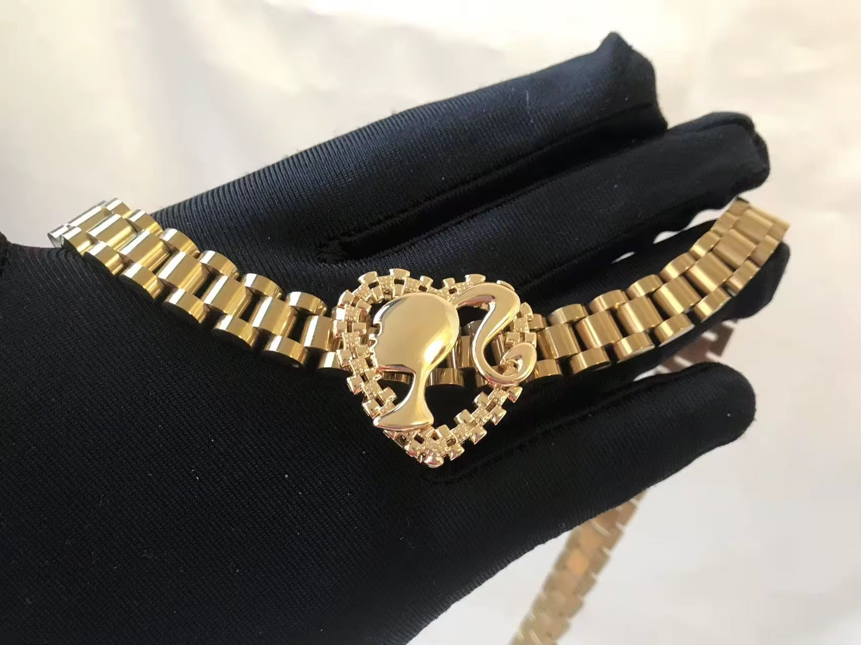Barbie Heart 18K Gold Rolex Style Necklace